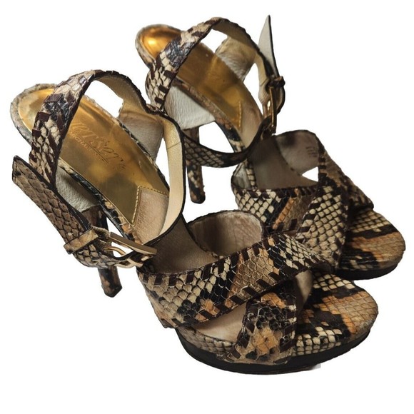 MICHAEL KORS Snakeskin Leather Womens Platform Strappy Heels Jet Set 6 Size 7.5 - Picture 4 of 9